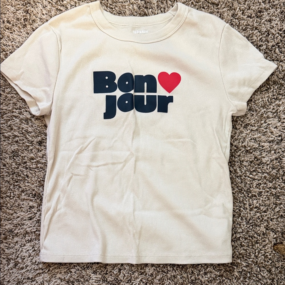 Old Navy Cream Bonjour T-Shirt